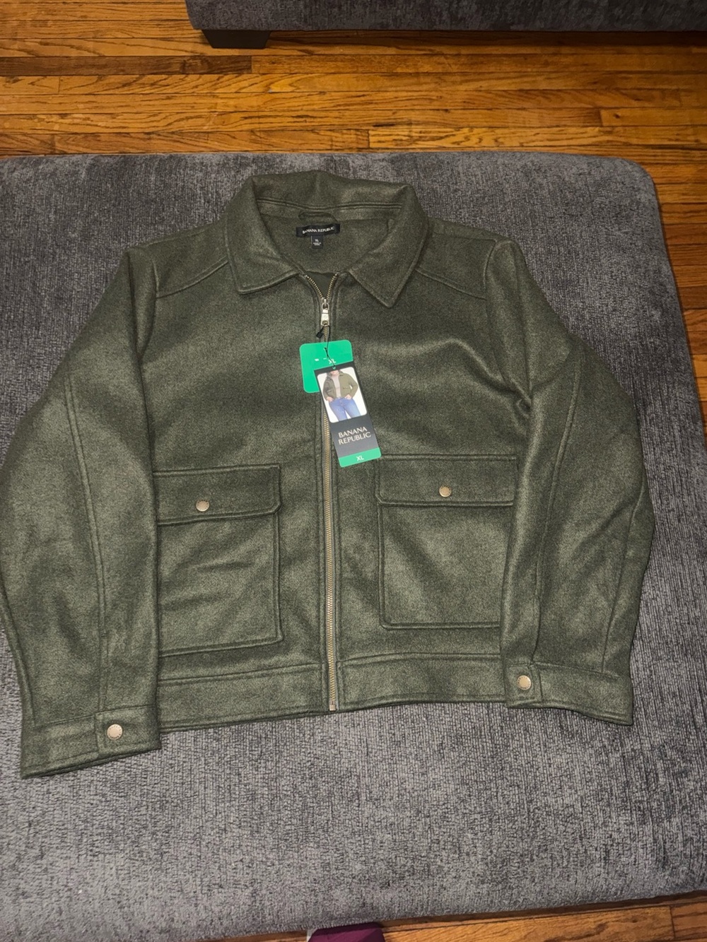 Banana Republic Olive Green Utility Jacket Zip Front XL NWT Women’s - Picture 3 of 10